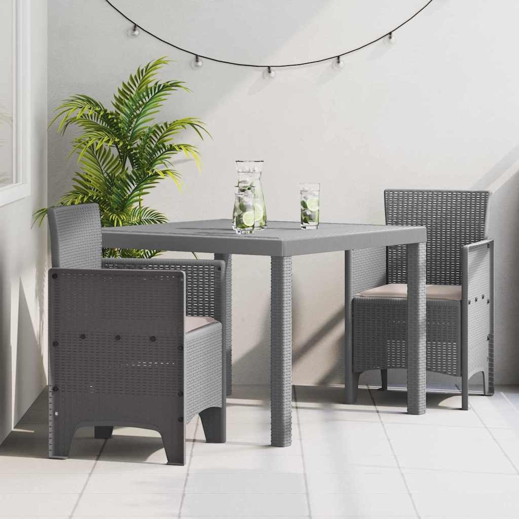 3 stykker have spisestel med puder lys grå polyrattan