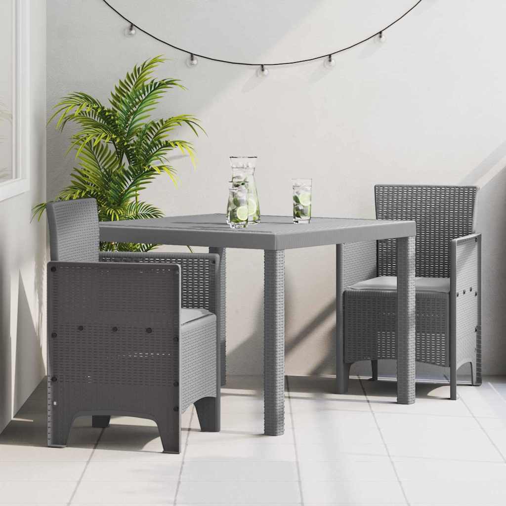 3-Personers Have Spisebord med Puder Lys Grå Poly Rattan
