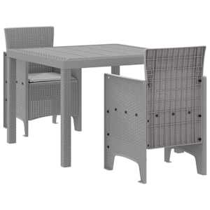Zahradní jídelní souprava 3 pcs Světle šedá Polypropylen - obrázek 2