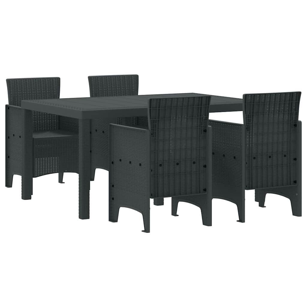 Puutarha ruokailusetti 5 pcs Antrasiitti 150 x 100 x 73 cm