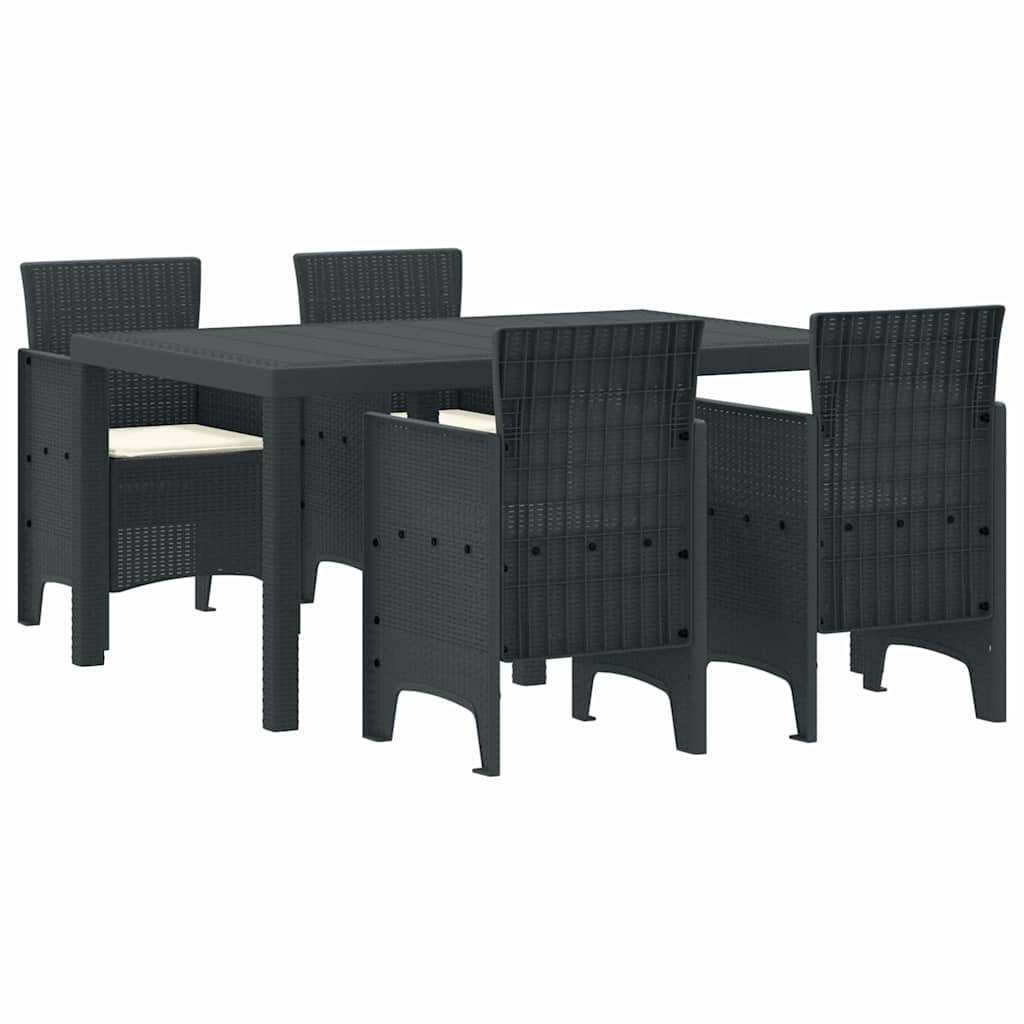 Puutarha ruokailu setti 5 pcs Antrasiitti 150 x 100 x 73 cm