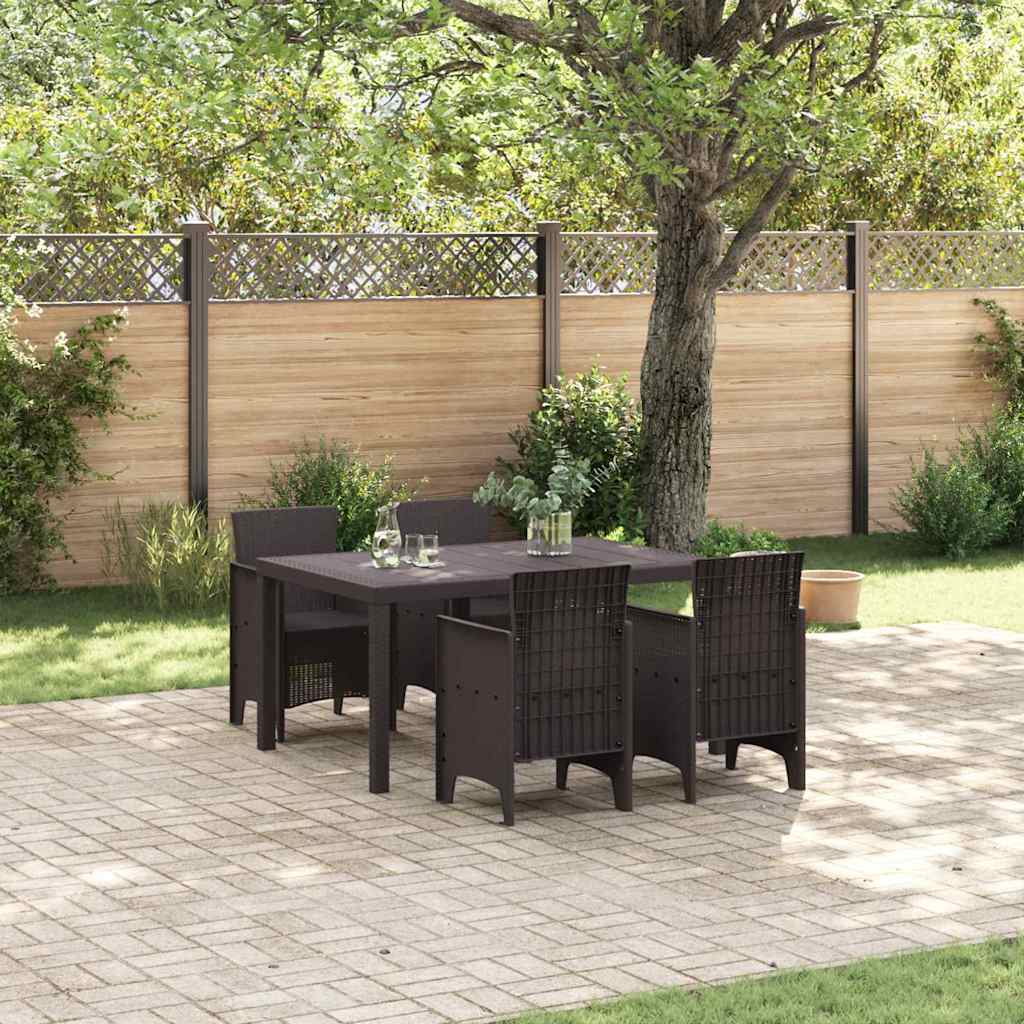 Puutarhan ruokailusetti 5 pcs Ruskea 150 x 100 x 73 cm Muovi