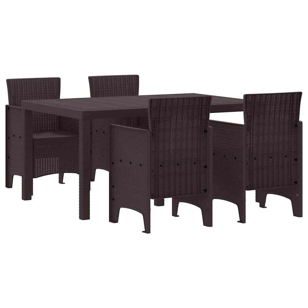 Puutarhan ruokailusetti 5 pcs Ruskea 150 x 100 x 73 cm Muovi