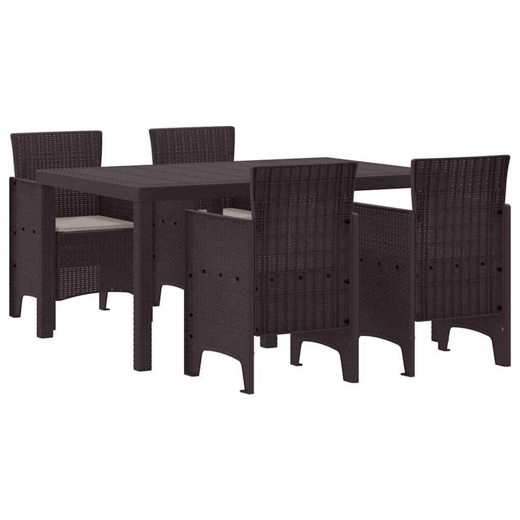 Puutarhan ruokailusarja 5 pcs Ruskea 150 x 100 x 73 cm
