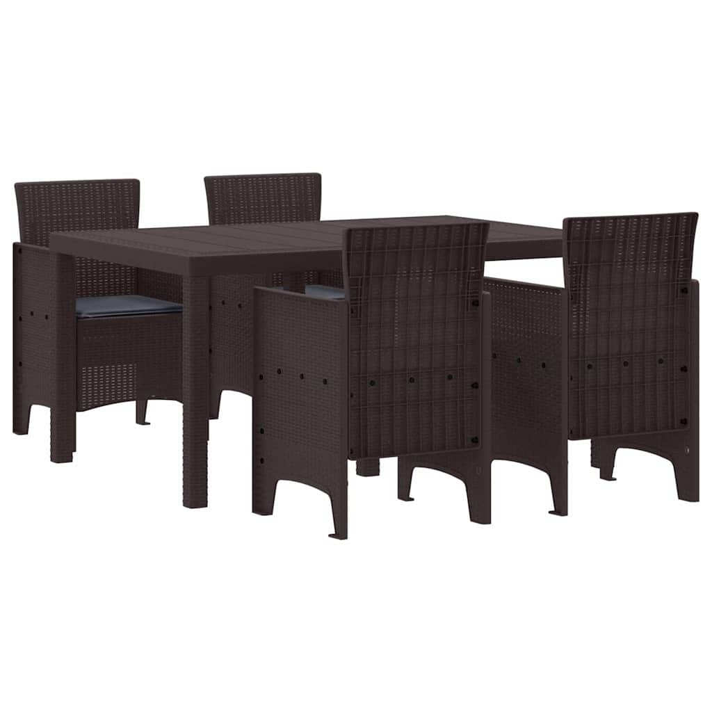 Puutarhan ruokailusarja 5 pcs Ruskea 150 x 100 x 73 cm