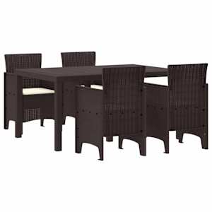 Komplet za jedilnico v vrtu 5 pcs Rjava Polt rattan