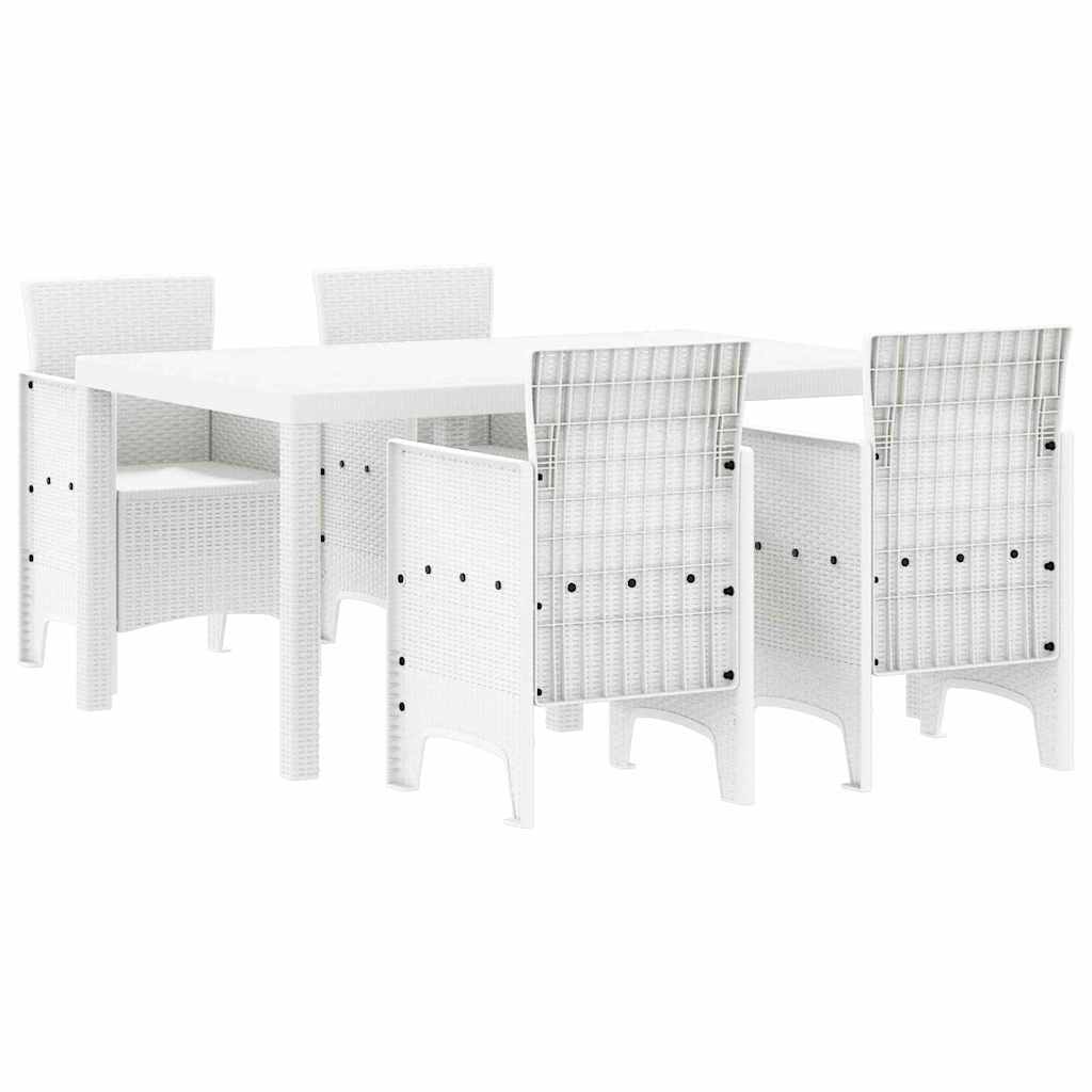 Puutarhan ruokailusetti 5 pcs Valkoinen 150 x 100 x 73 cm