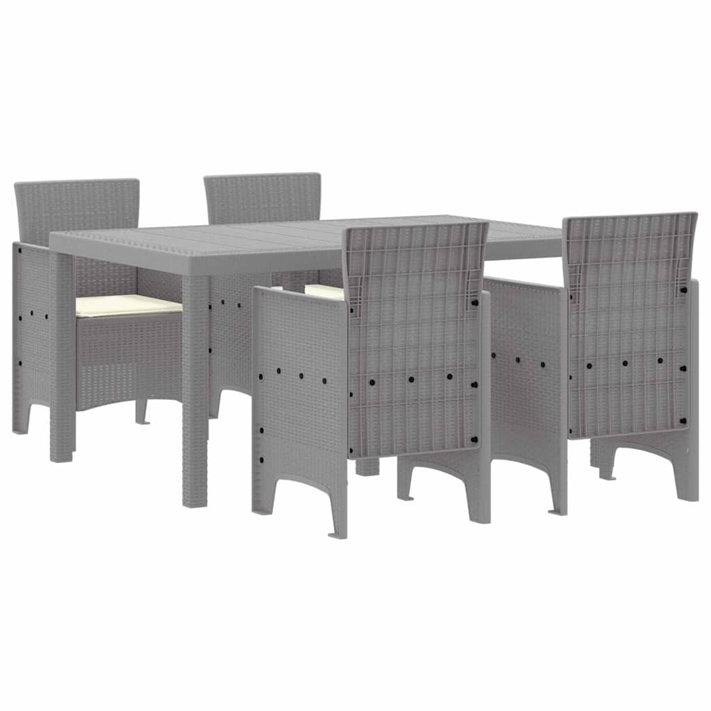 Puutarhan ruokailusetti 5 pcs Vaaleanharmaa 150 x 100 x 73 cm
