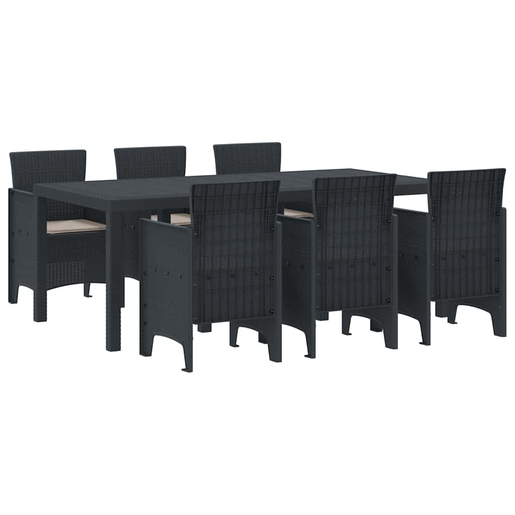 Piharuokailusetti 7 pcs Antrasiitti 200 x 100 x 73 cm