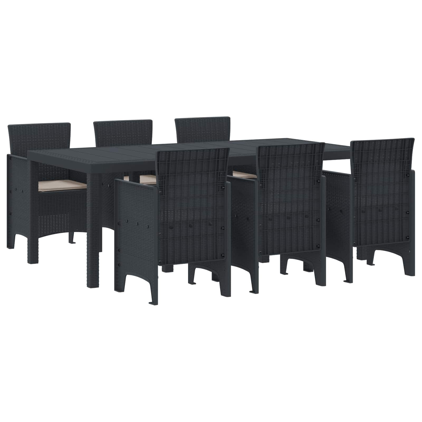 Conjunto de Comedor de Jardín 7 pcs Antracita Ratan Polt