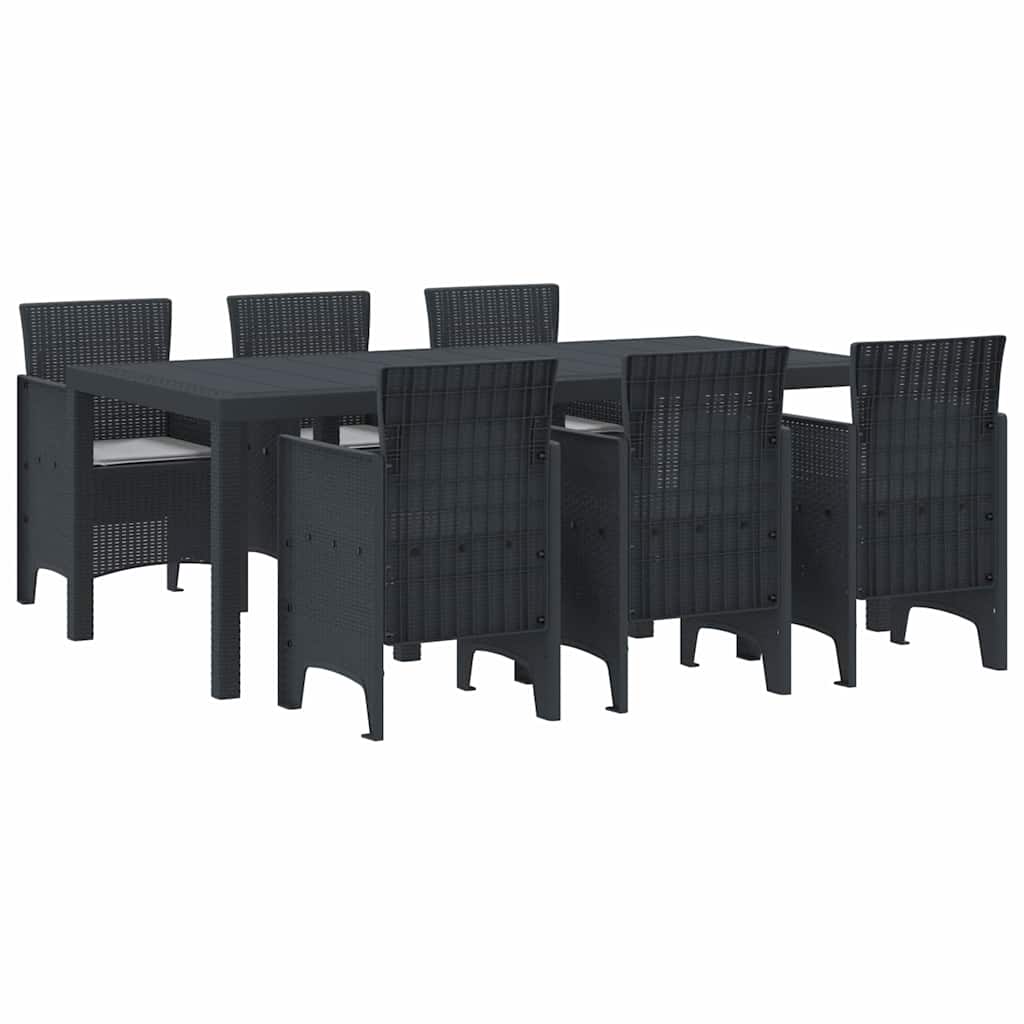 Puutarha Ruokailusetti 7 pcs Antrasiitti 200 x 100 x 73 cm