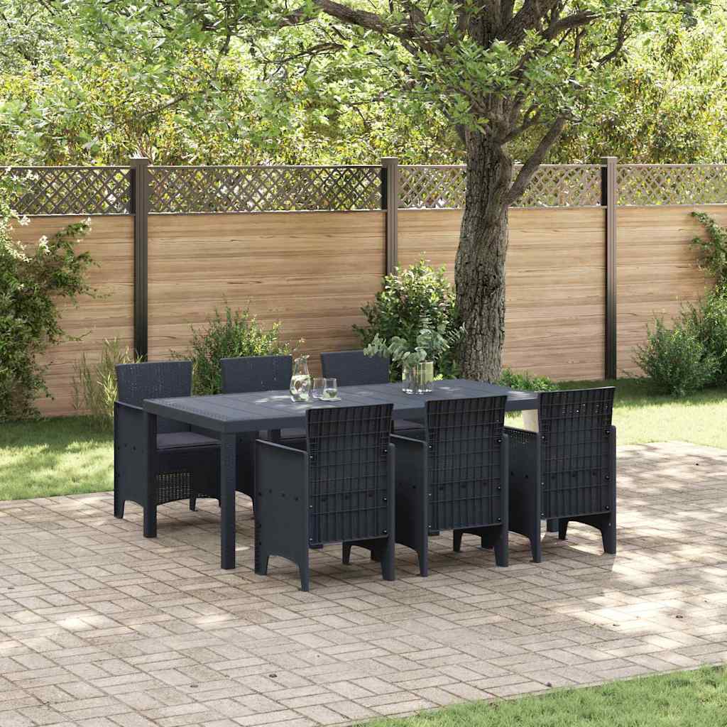 Puutarhan Ruokailusetti 7 pcs Antrasiitti 200 x 100 x 73 cm