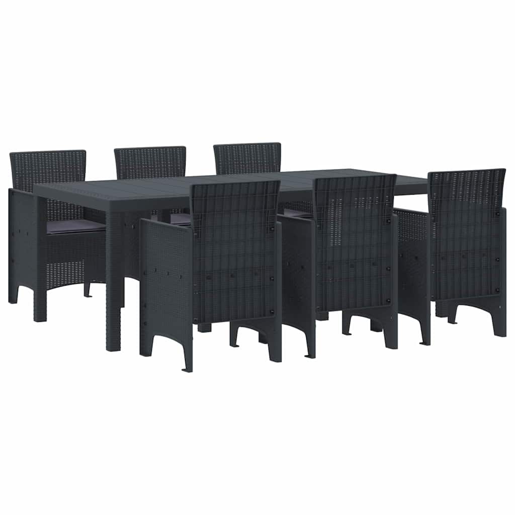 Puutarhan Ruokailusetti 7 pcs Antrasiitti 200 x 100 x 73 cm