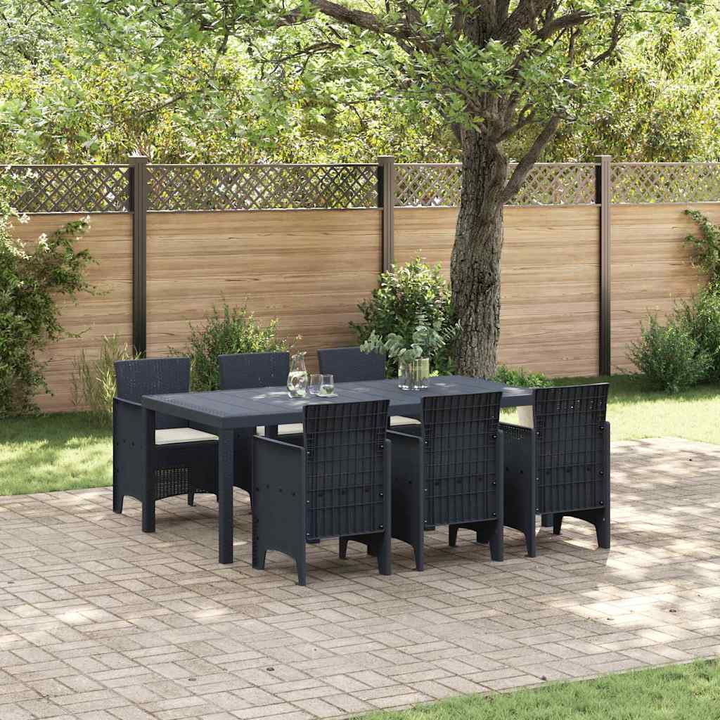 Puutarha ruokailu setti 7 pcs Antrasiitti 200 x 100 x 73 cm