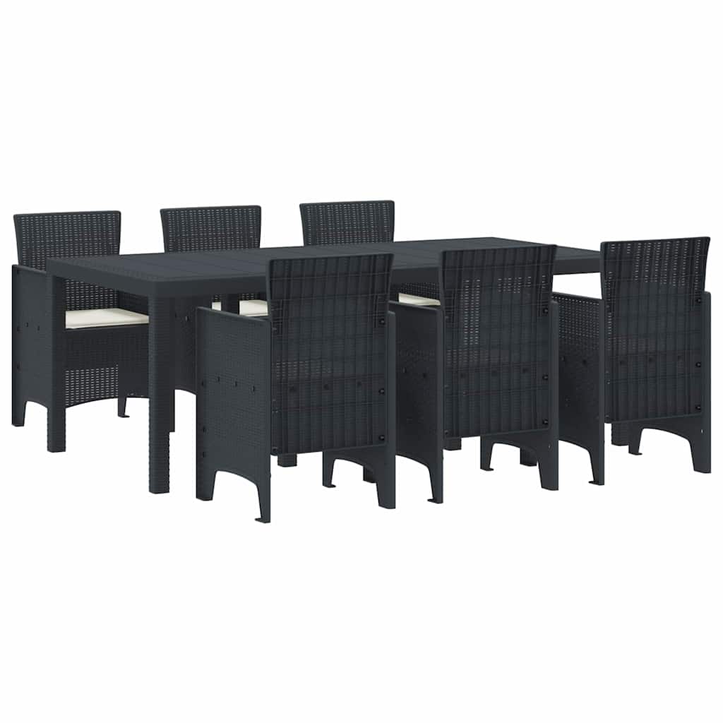 Puutarha ruokailu setti 7 pcs Antrasiitti 200 x 100 x 73 cm