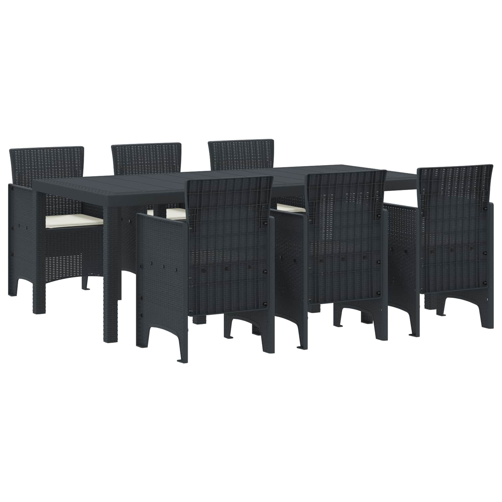 Conjunto de Comedor de Jardín 7 pcs Antracita Ratan Polt