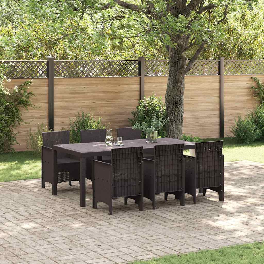 Puutarhan Ruokailu Setti 7 pcs Ruskea 200 x 100 x 73 cm