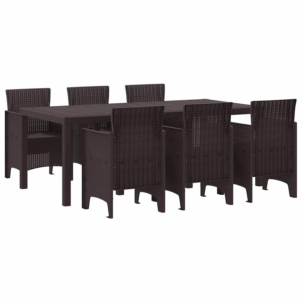 Puutarhan Ruokailu Setti 7 pcs Ruskea 200 x 100 x 73 cm