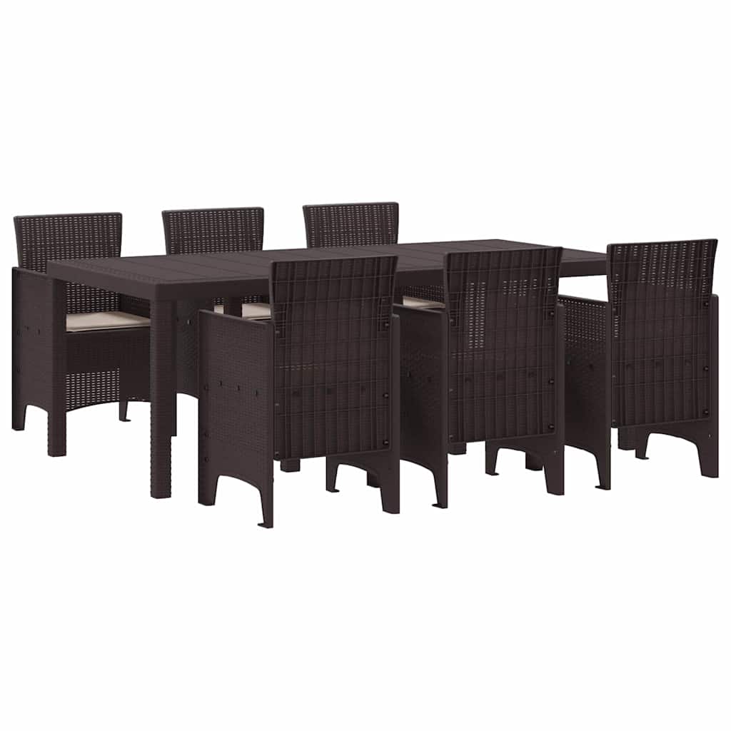 Puutarhan Ruokailusarja 7 pcs Ruskea 200 x 100 x 73 cm