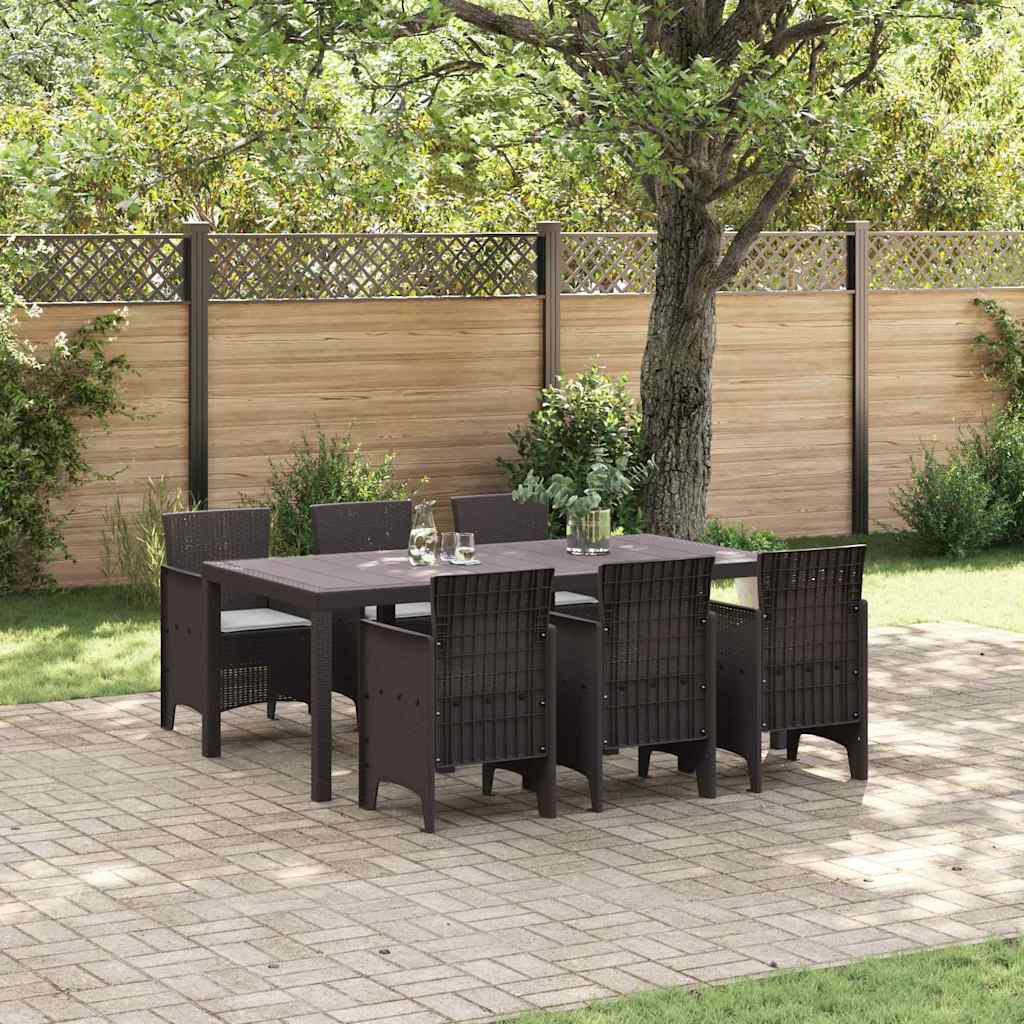 Ulkoruokailusarja 7 pcs Ruskea 200 x 100 x 73 cm Muovirottinki