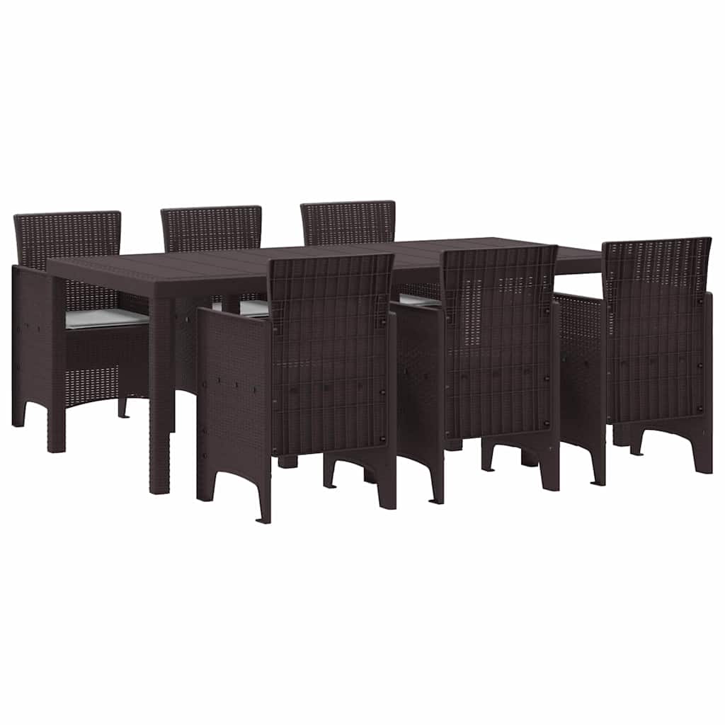 Ulkoruokailusarja 7 pcs Ruskea 200 x 100 x 73 cm Muovirottinki