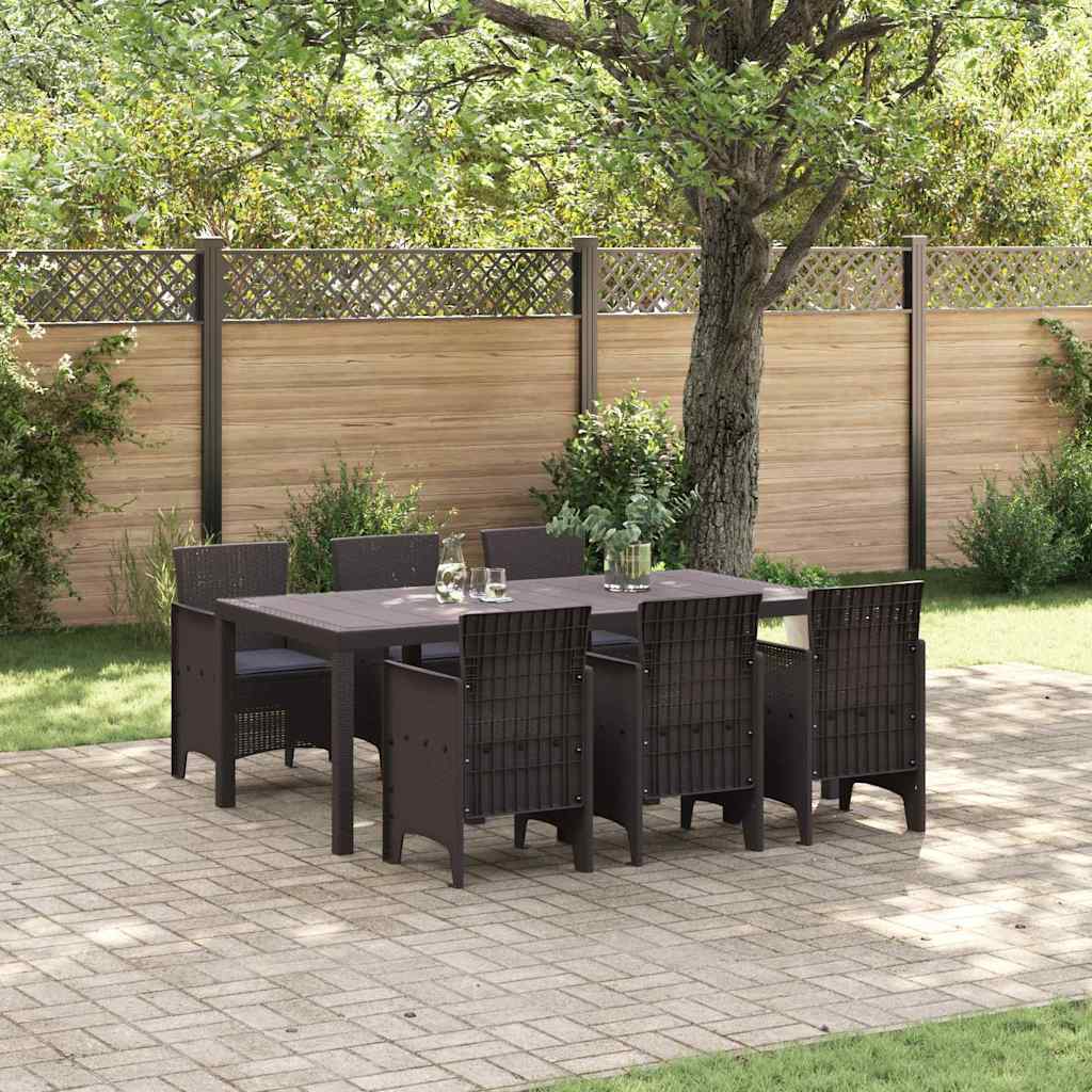 Puutarhan ruokailusetti 7 pcs Ruskea 200 x 100 x 73 cm