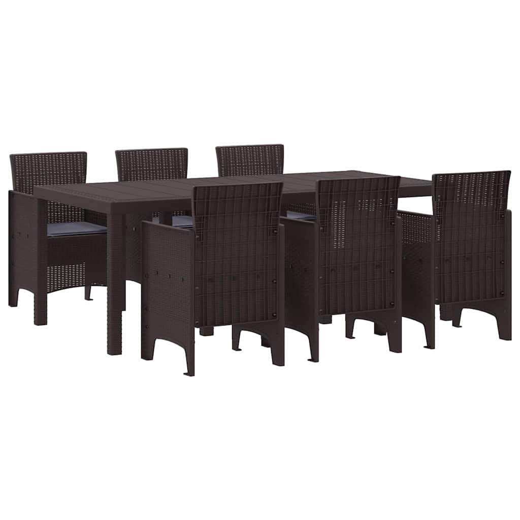 Puutarhan ruokailusetti 7 pcs Ruskea 200 x 100 x 73 cm