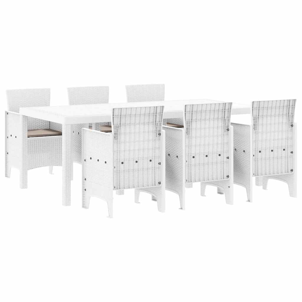 Puutarha ruokailuryhmä 7 pcs Valkoinen 200 x 100 x 73 cm