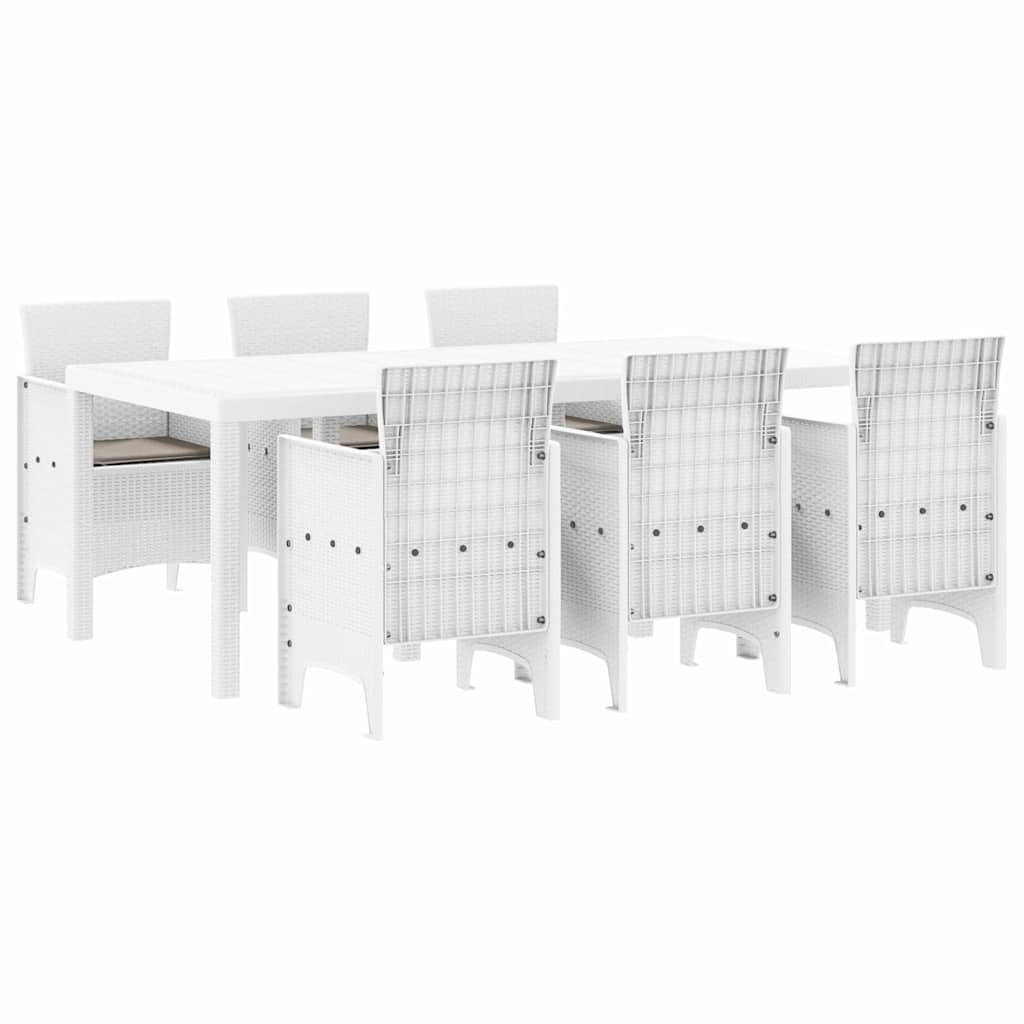 Puutarhan Ruokailusarja 7 pcs Valkoinen 200 x 100 x 73 cm