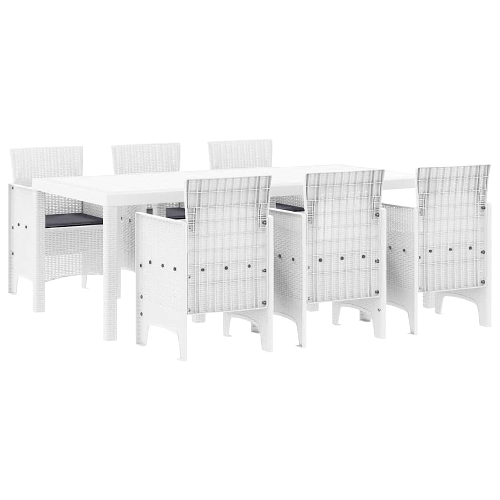 Puutarhavalosetti 7 pcs Valkoinen 200 x 100 x 73 cm PE-rottinki