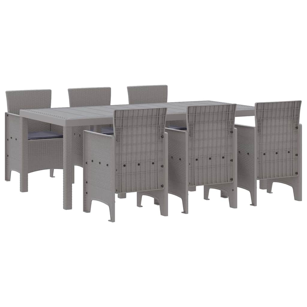 Pihan Ruokailusetti 7 pcs Vaaleanharmaa 200 x 100 x 73 cm Muovi