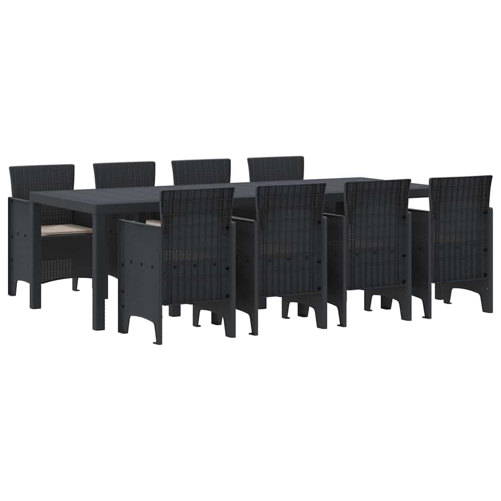 Puutarha ruokailusetti 9 pcs Antrasiitti 250 x 100 x 73 cm