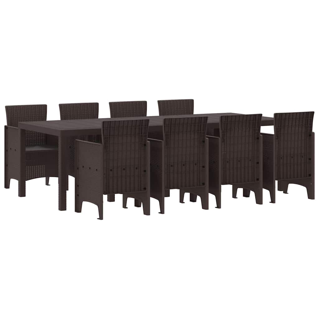 Puutarhapöytäsetti 9 pcs Ruskea 250 x 100 x 73 cm