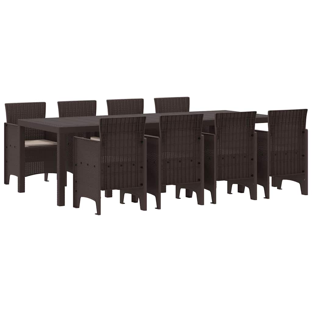 Puutarhan ruokailusarja 9 pcs Ruskea 250 x 100 x 73 cm