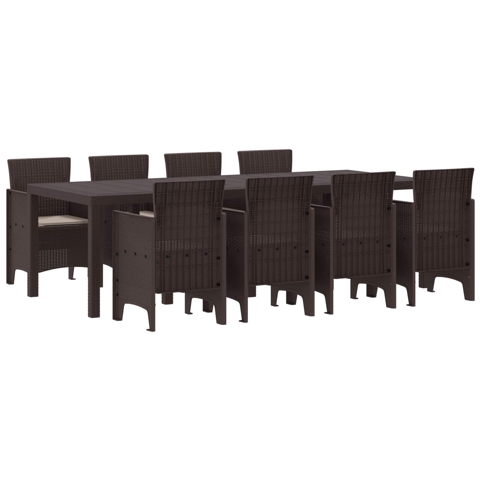 vidaXL Garten Essgruppe 9 pcs Braun Polt Rattan