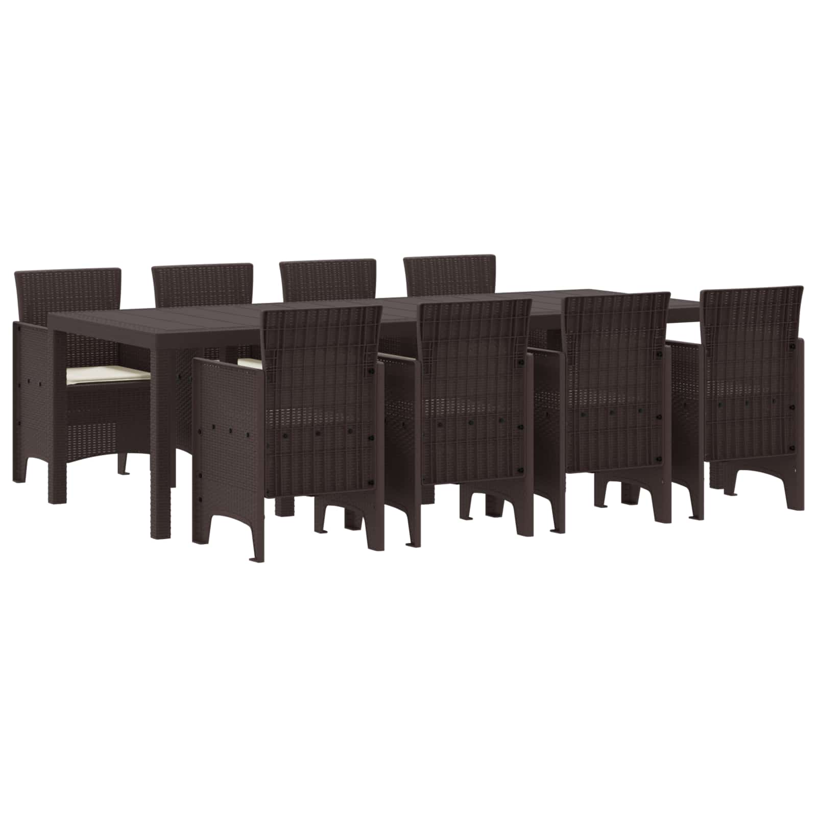 Conjunto de Comedor de Jardín 9 pcs Marrón Ratan Polt