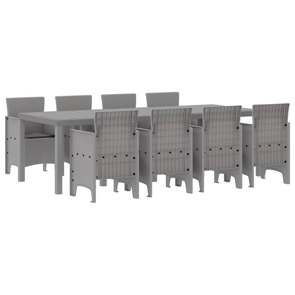 Ulkoruokailusetti 9 pcs Valkoinen 250 x 100 x 73 cm Muovi