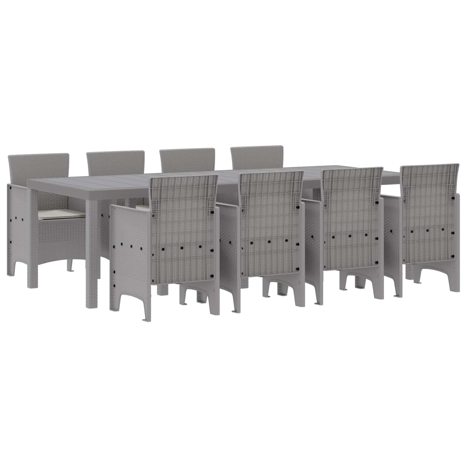 Conjunto de Comedor de Jardín 9 pcs Gris Claro Ratan Polt