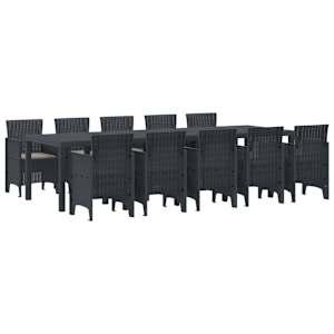 Zahradní jídelní souprava 11 pcs Antracit Poly ratan - obrázek 1