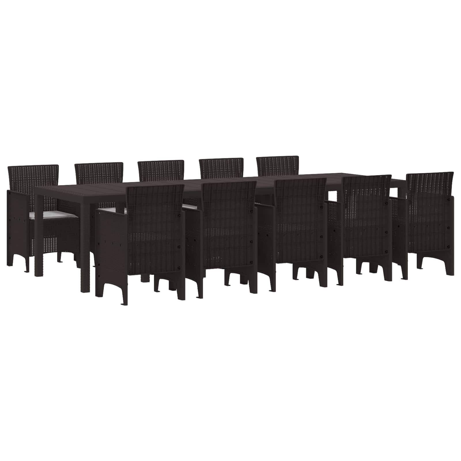 vidaXL Garten Essgruppe 11 pcs Braun und Hellgrau Poly Rattan