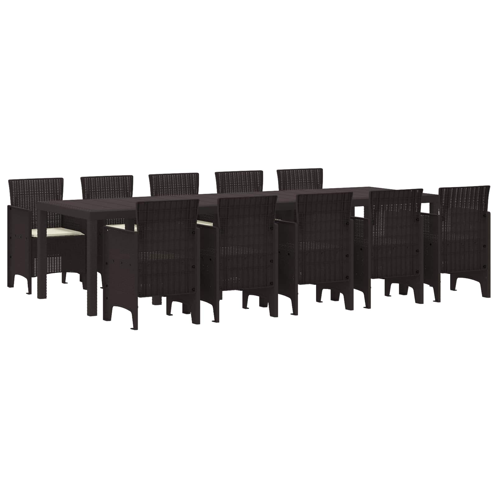 vidaXL Garten Essgruppe mit Kissen 11 pcs Braun und Creme Rattan