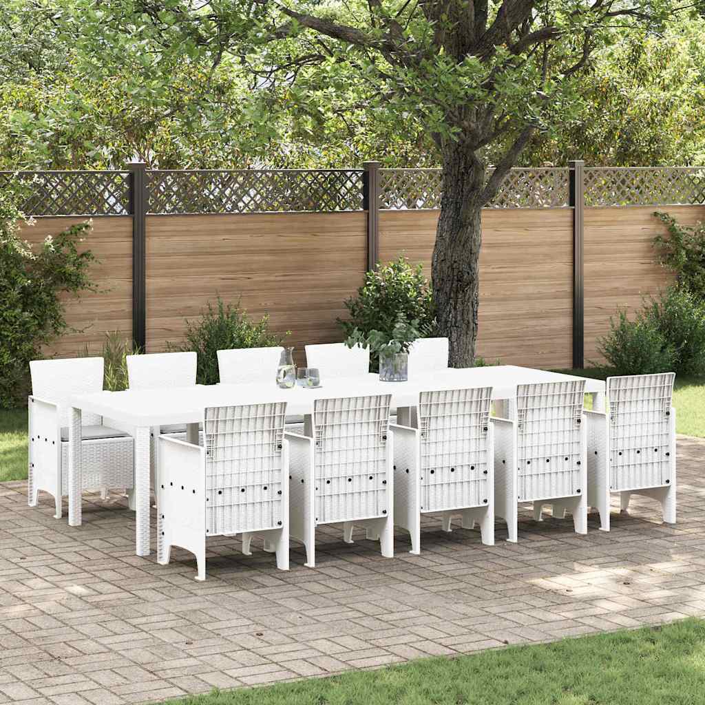 11 dele have spisesæt med puder hvid poly rattan, vidaXL Have bord hvid 150x100x73 cm poly rattan, vidaXL Have stole med puder 2 stk hvid poly rattan, vidaXL Have stole med puder 4 stk hvid poly rattan