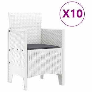 Zahradní jídelní souprava 11 pcs Bílá Poly ratan a hliník - obrázek 5