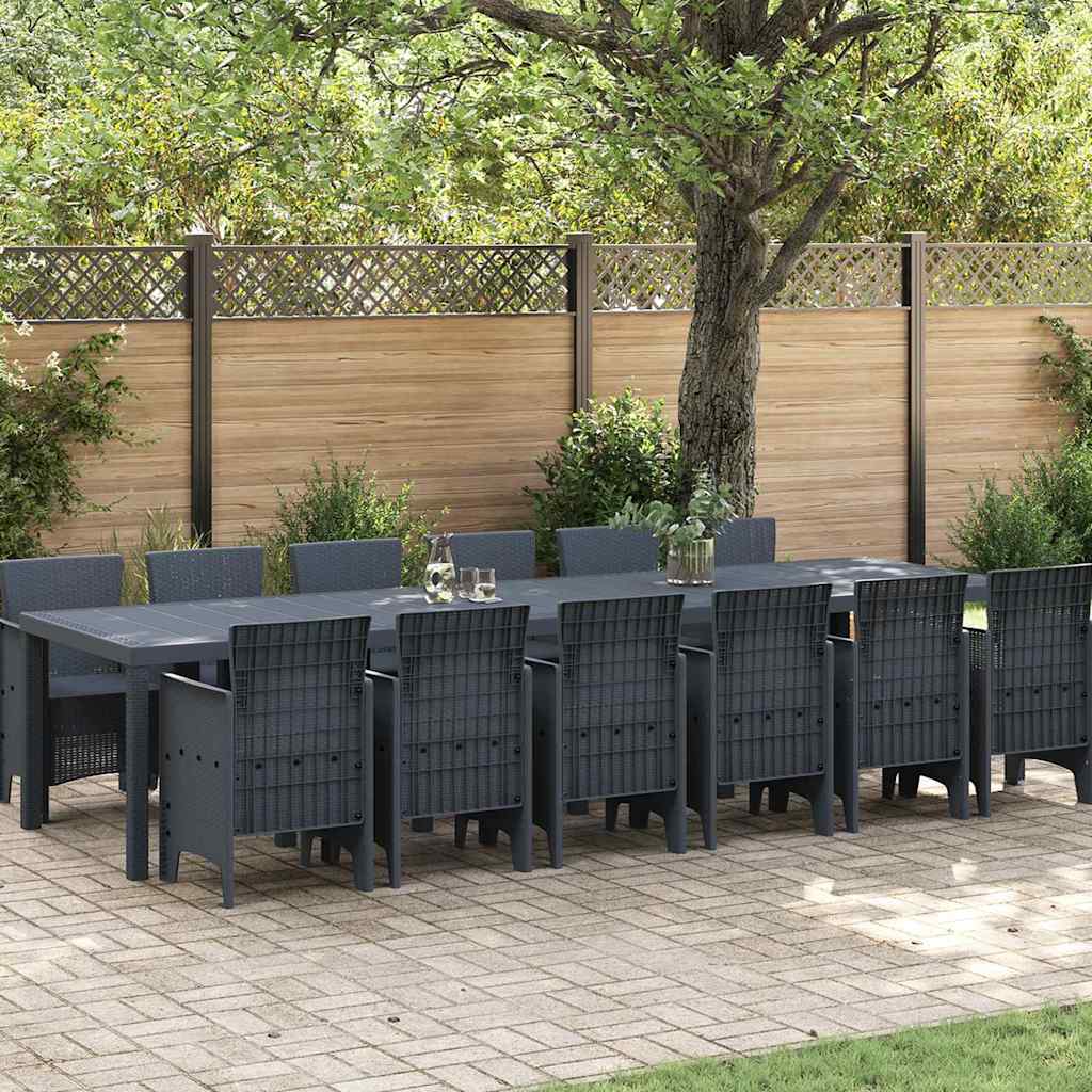 13-delt havemøbelgruppe Antracitgrå Polyrattan, vidaXL havemøbel Antracitgrå 200x100x73 cm Polyrattan, vidaXL havemøbel Antracitgrå 150x100x73 cm Polyrattan, vidaXL havestole 4 stk Antracitgrå Polyrattan