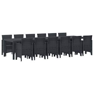 Komplet za jedilnico v vrtu 13 pcs Antracit Polt rattan
