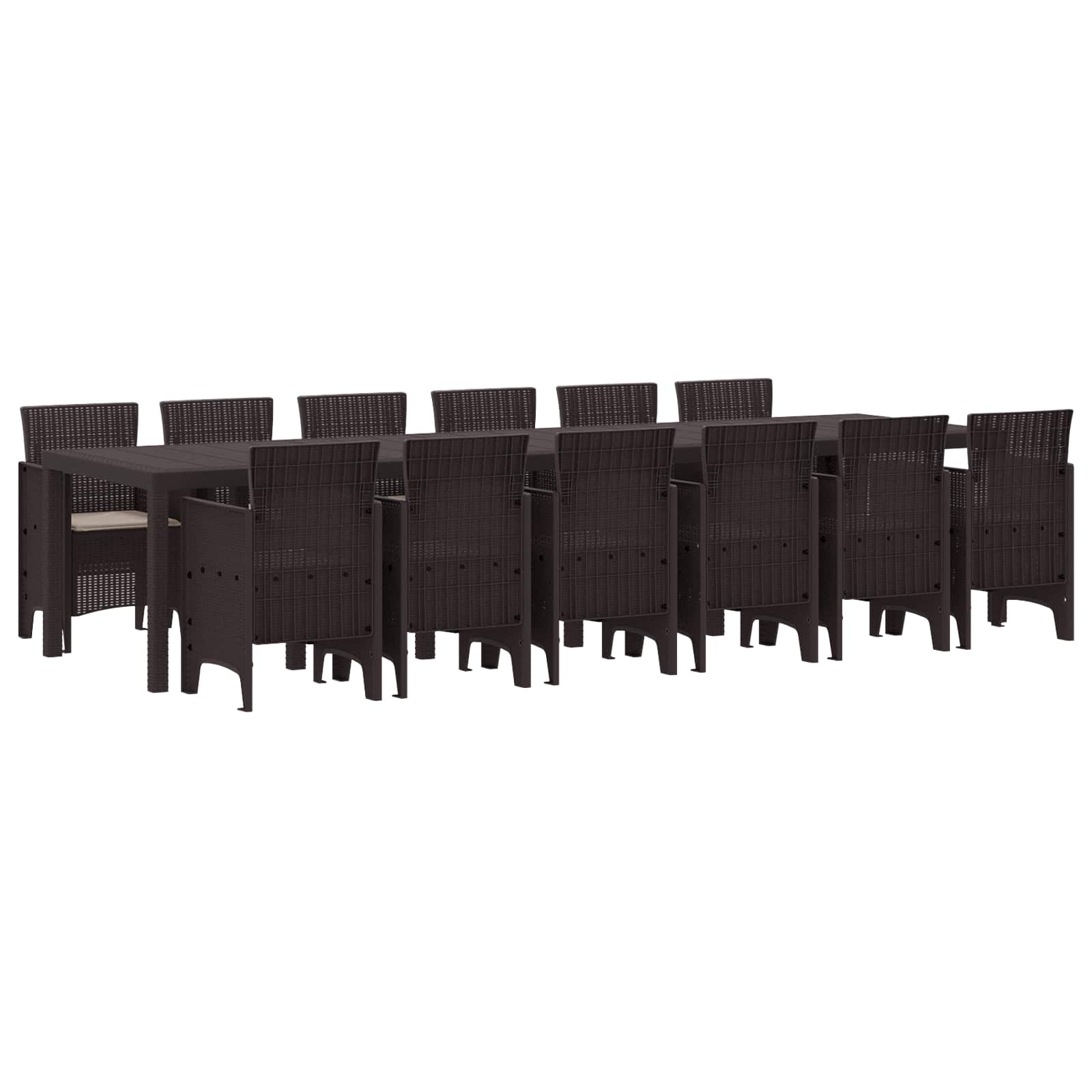 vidaXL Garten Essgruppe 13 pcs Braun Polt Rattan