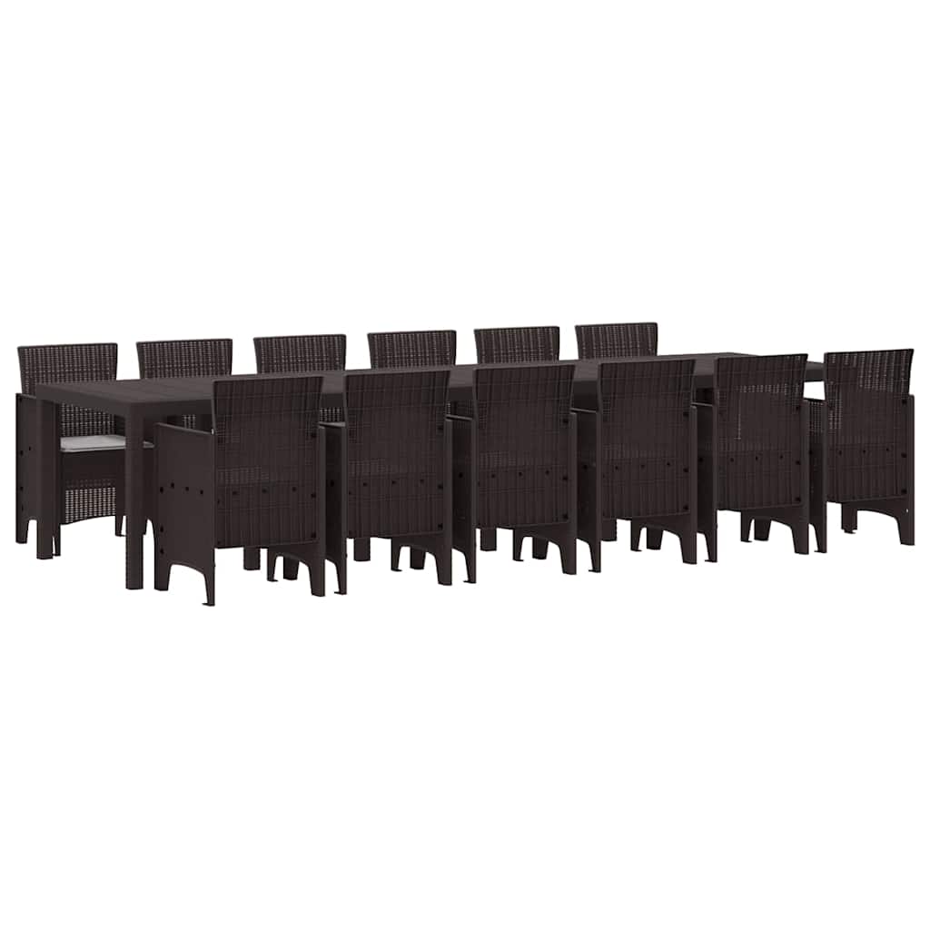 Puutarhan Ruokailusarja 13 pcs Ruskea Iso Polyrottinki