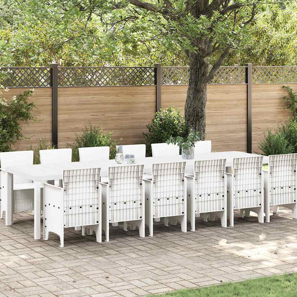 13-delt have spisebordssæt hvid poly rattan, vidaXL have bord hvid 200x100x73 cm poly rattan, vidaXL have bord hvid 150x100x73 cm poly rattan, vidaXL have stole 4 stk hvid poly rattan