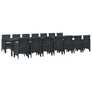 Zahradní jídelní souprava s polštáři 15 pcs Antracit PP - obrázek 1