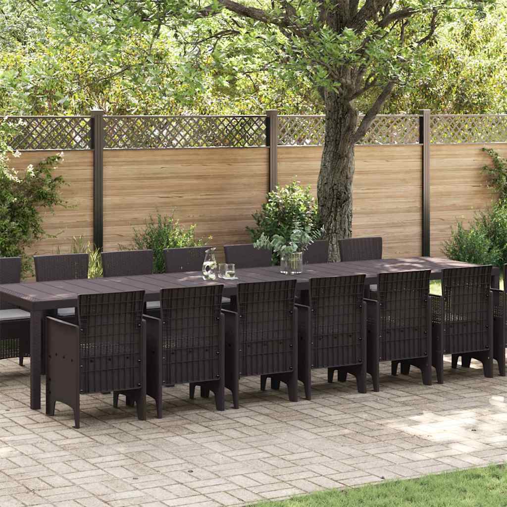 15 Delers Have Spisebord Sæt med Puder Brun Polyrattan, vidaXL Have Bord Brun 250x100x73 cm Polyrattan, vidaXL Have Bord Brun 150x100x73 cm Polyrattan, vidaXL Have Stole med Puder 2 stk Brun Polyrattan, vidaXL Have Stole med Puder 4 stk Brun Polyrattan